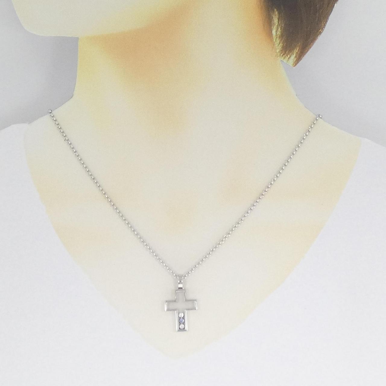 ショパール 750 ホワイト ゴールド サファイア ダイヤモンド ネックレス