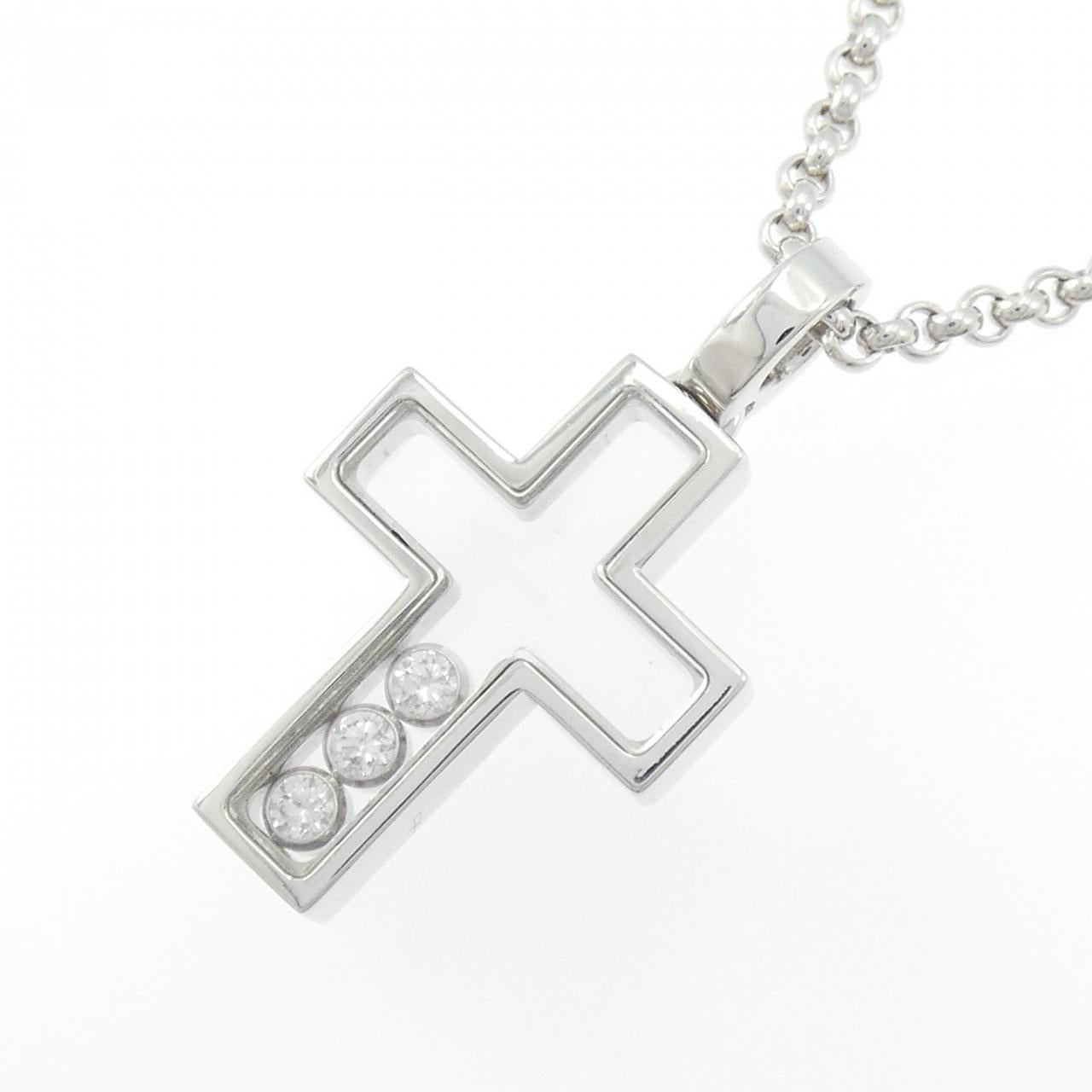 ショパール ハッピー クロス 750 ホワイト ゴールド ネックレス