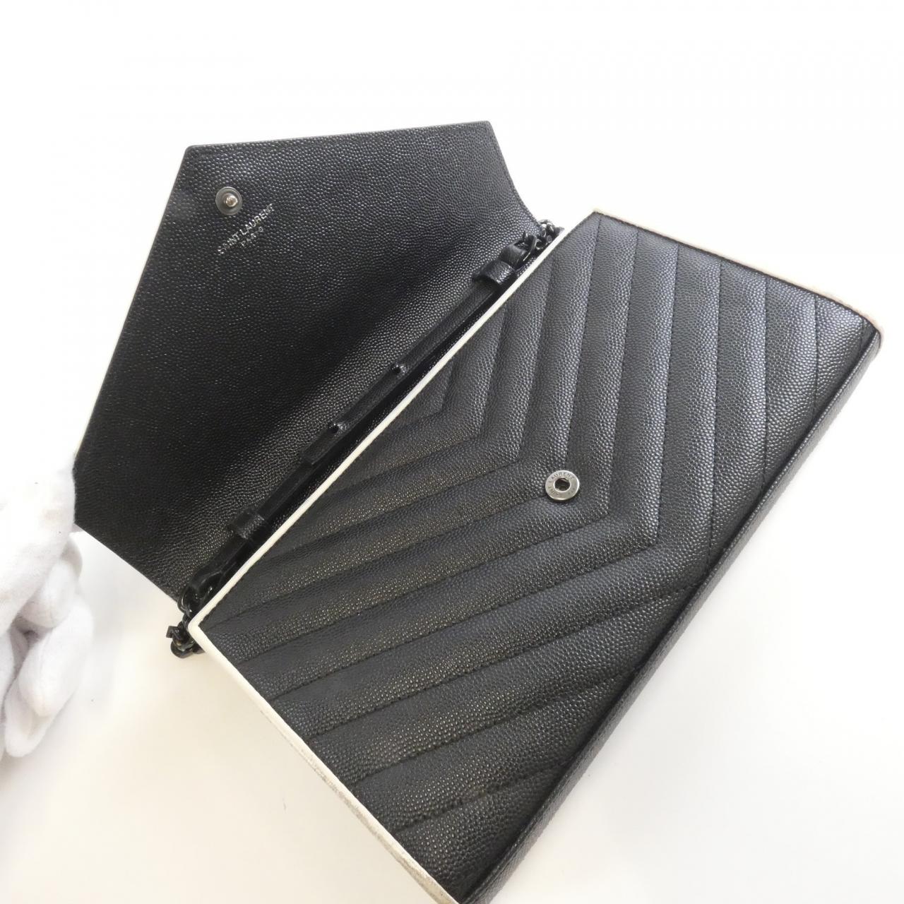 サン ローラン 377828 BOWC8 カーフ チェーン ウォレット