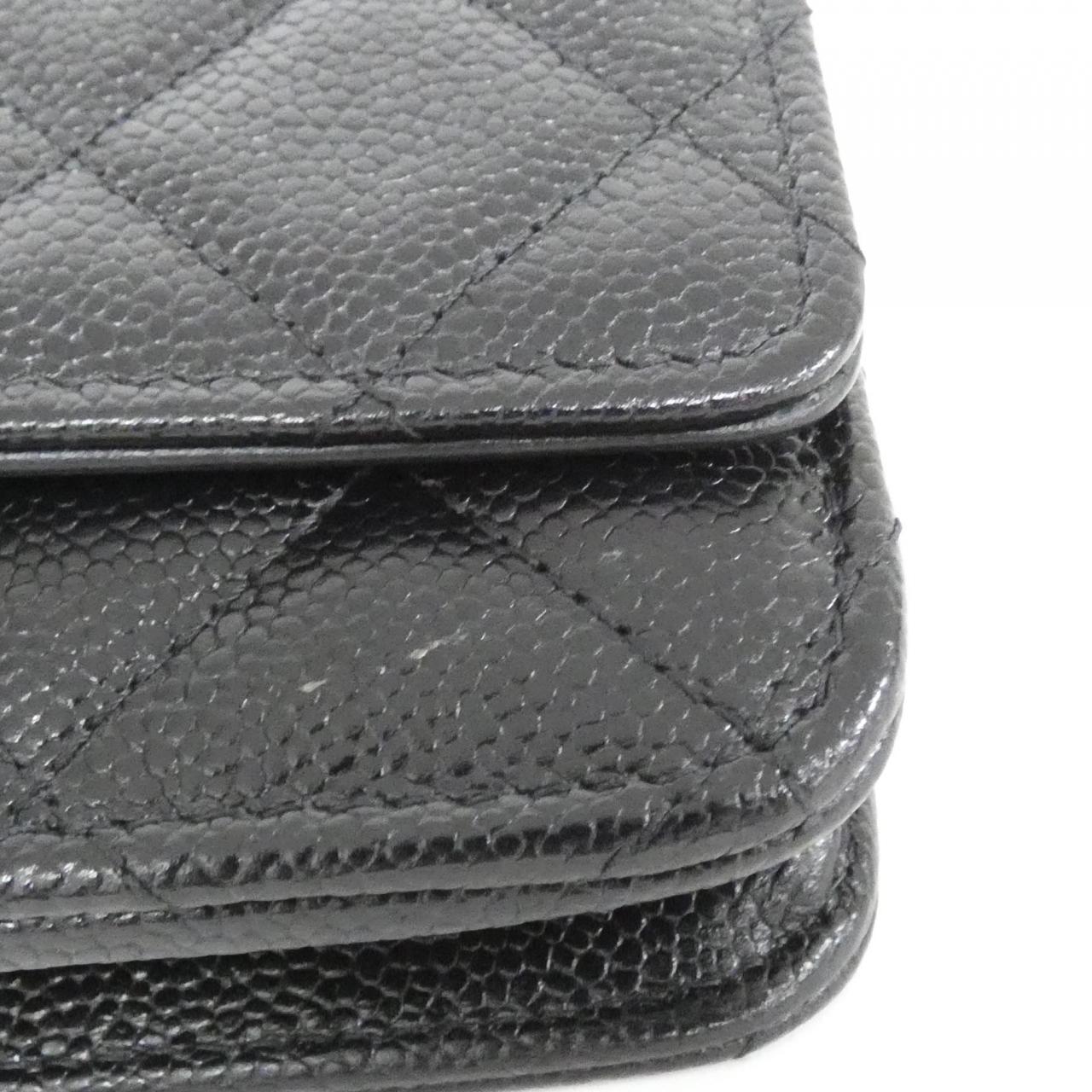 シャネル AP2804 キャビア スキン ウォレット オン チェーン