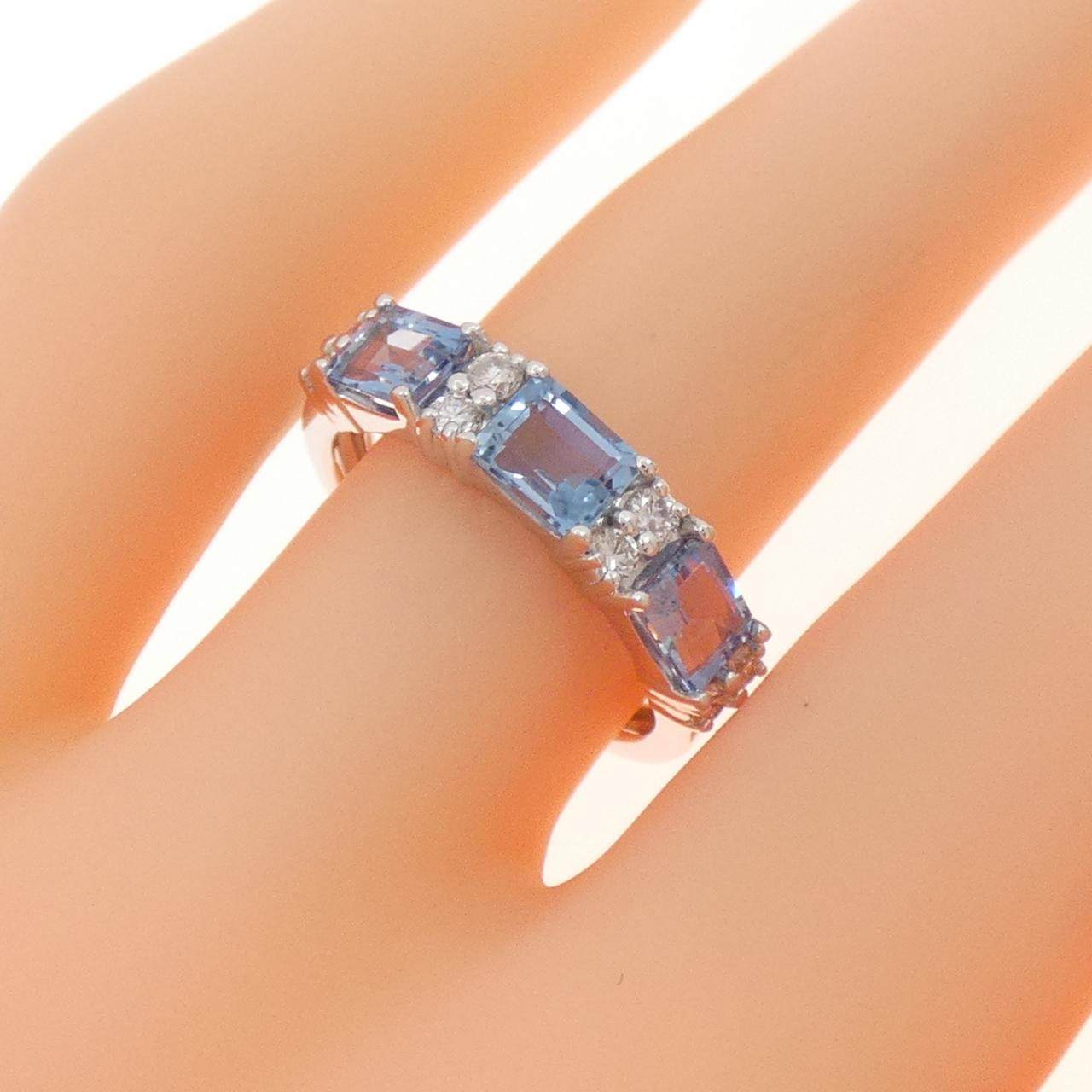 ジーエスティービー Au750アクアマリンダイヤモンドリング