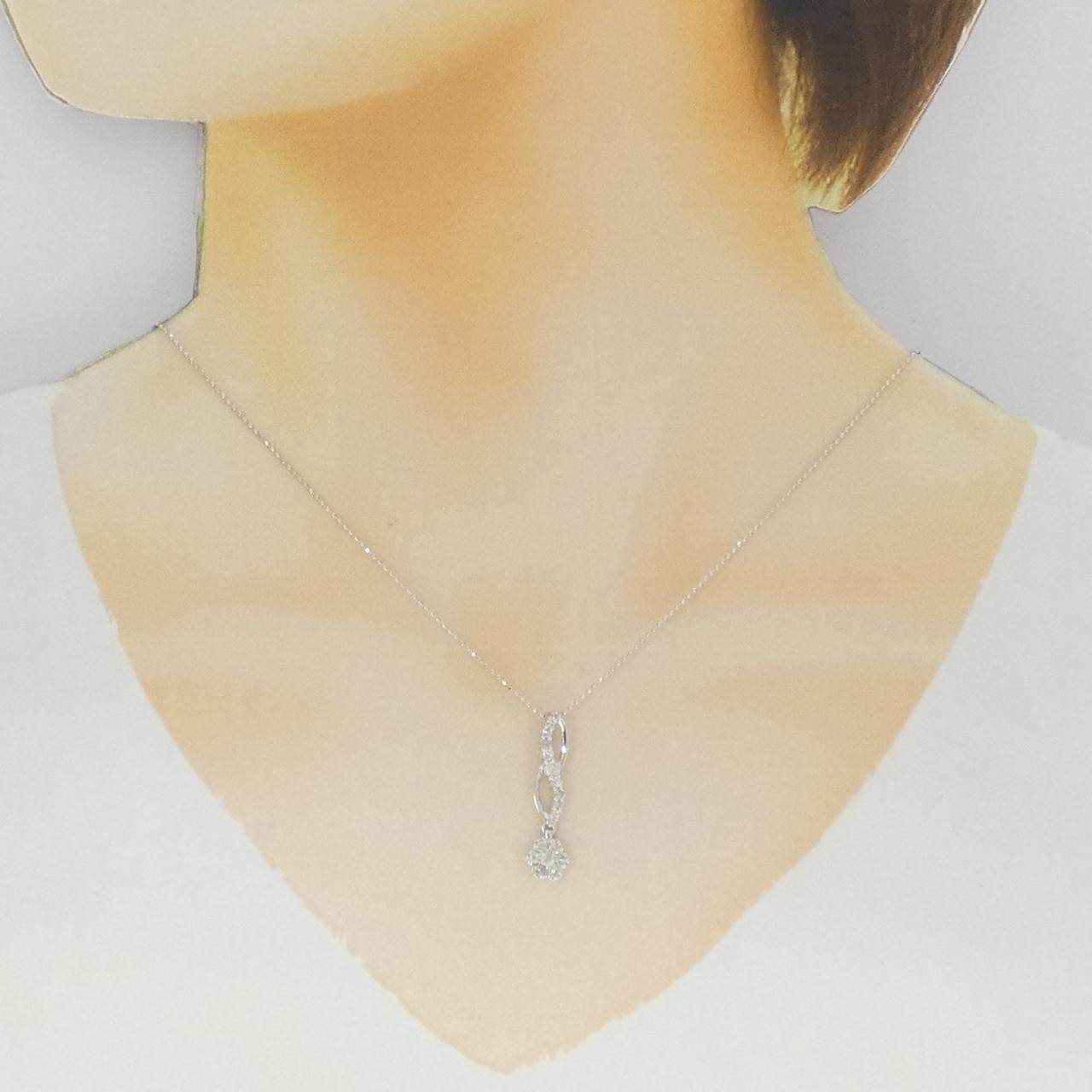 Pt900 Au750ホワイトゴールドダイヤモンドネックレス