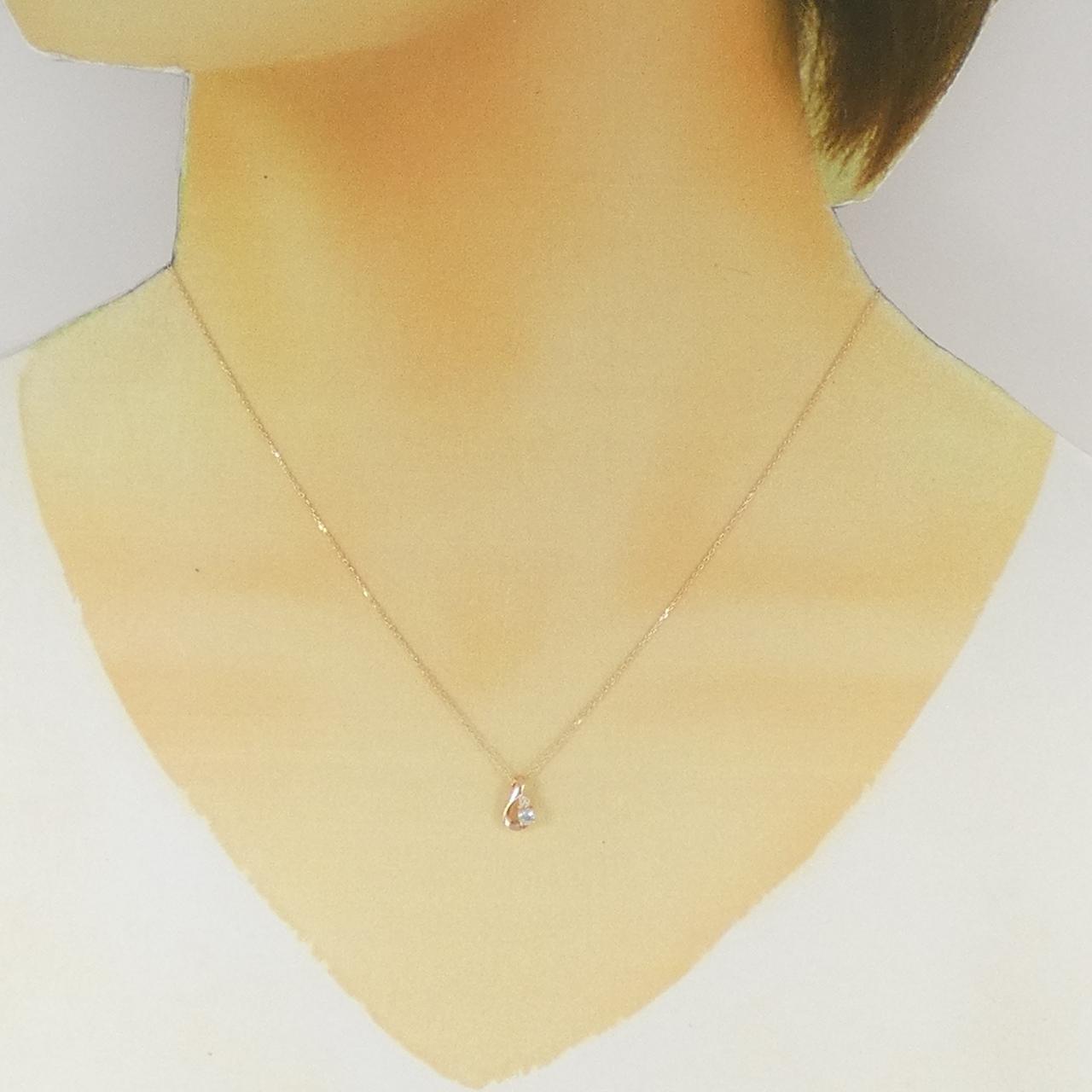 ヨンドシー K10ピンクゴールド アクアマリン ダイヤモンド ネックレス