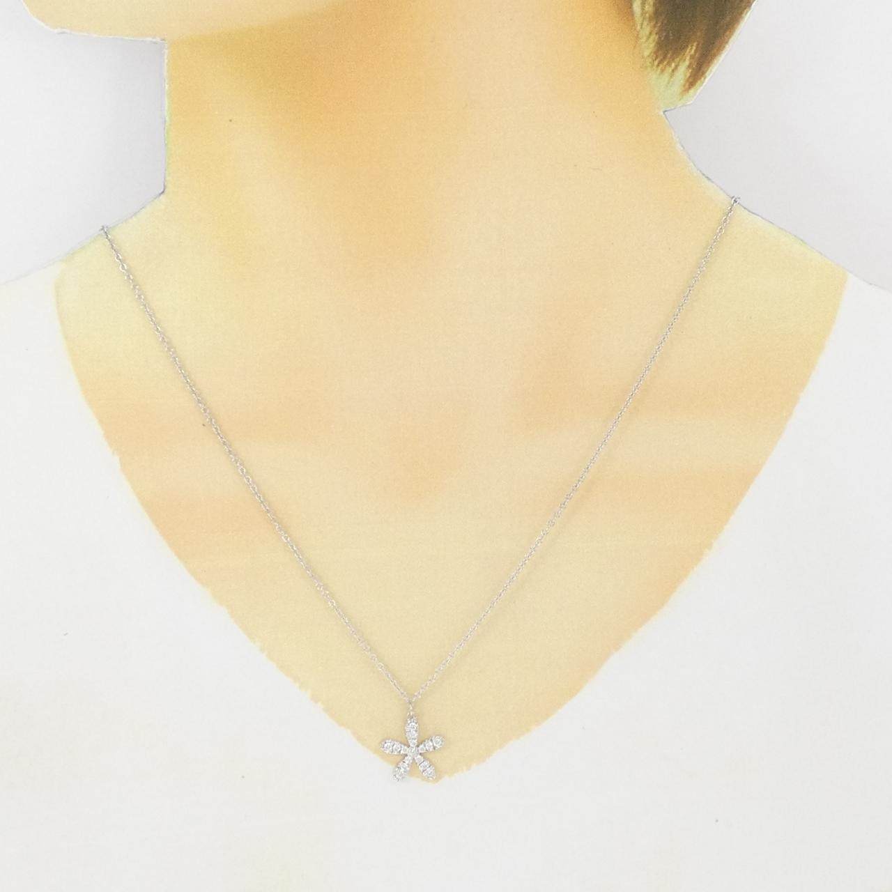 750WG フラワー ダイヤモンドネックレス