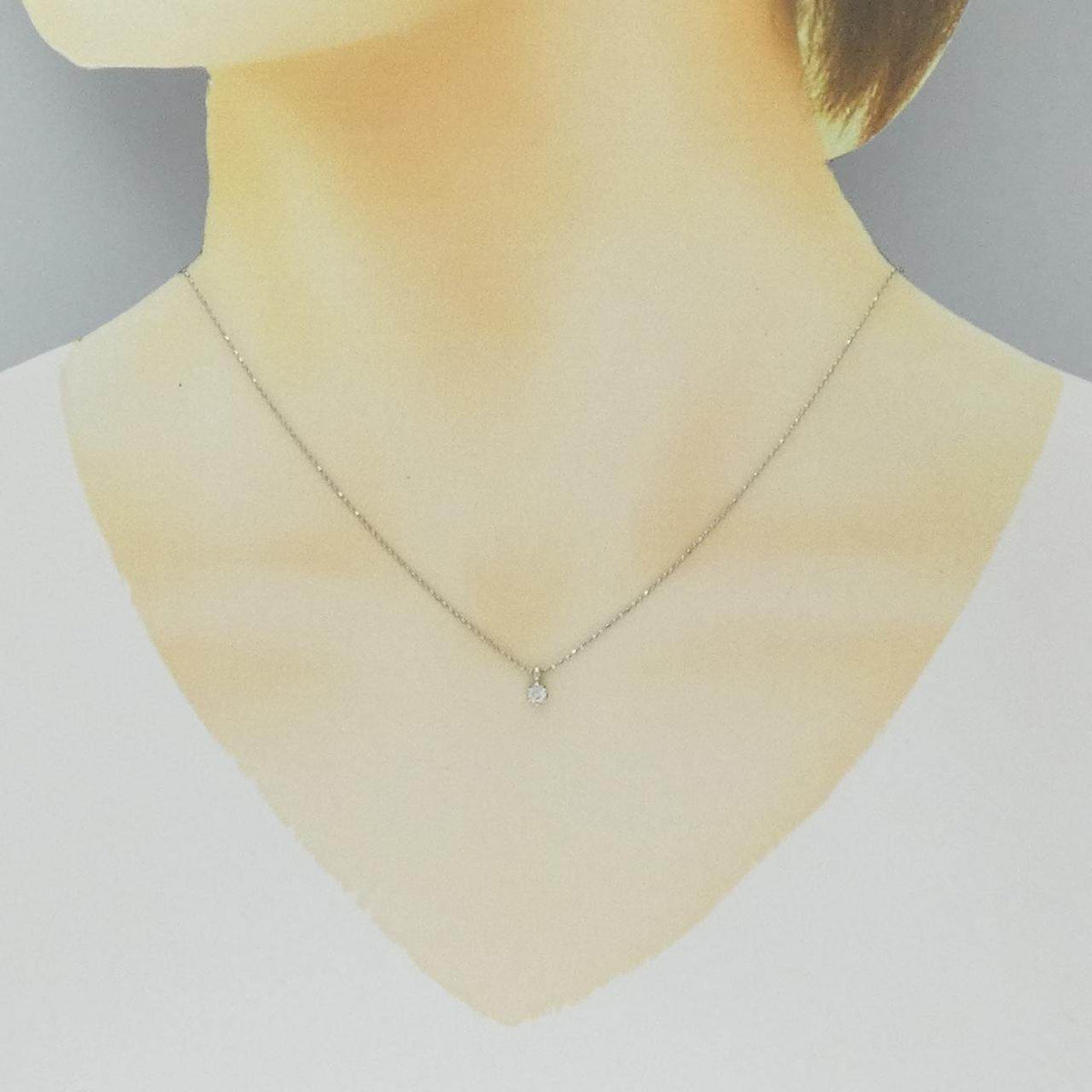 PT900 PT850 プラチナ ソリティア ダイヤモンドネックレス 0.1ct