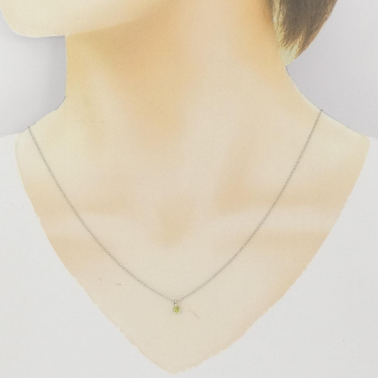 Pt850 プラチナ ペリドット ネックレス