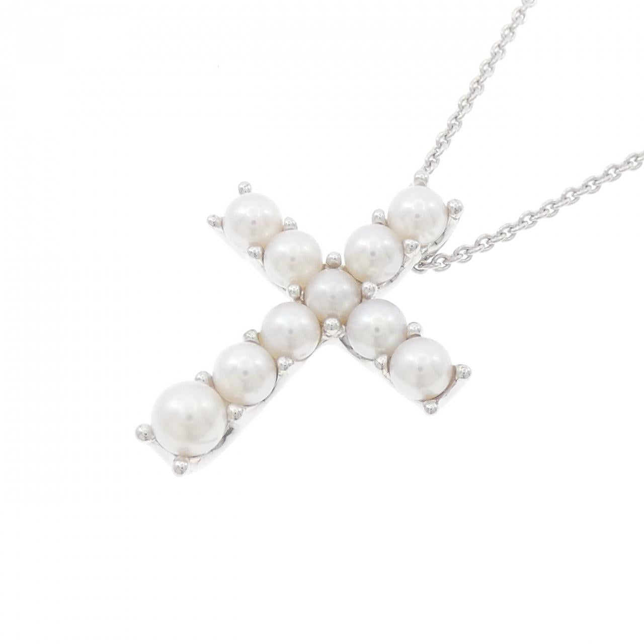 ミキモト K18 ホワイト ゴールド アコヤ パール ネックレス