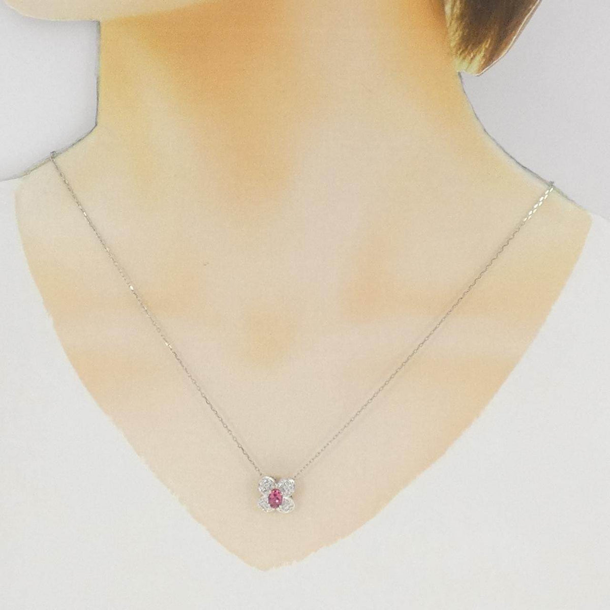Pt900 Pt850 トルマリン ダイヤモンド ネックレス