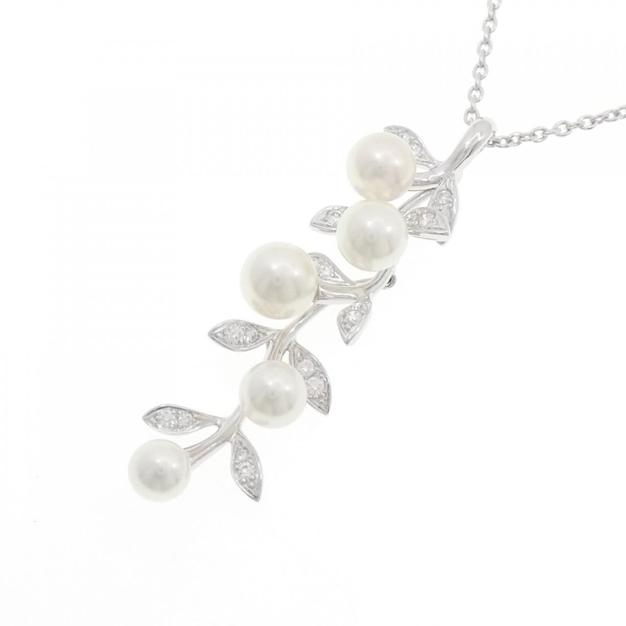 ミキモト PP-1923MU K18 ホワイト ゴールド アコヤ パール ダイヤモンド ネックレス