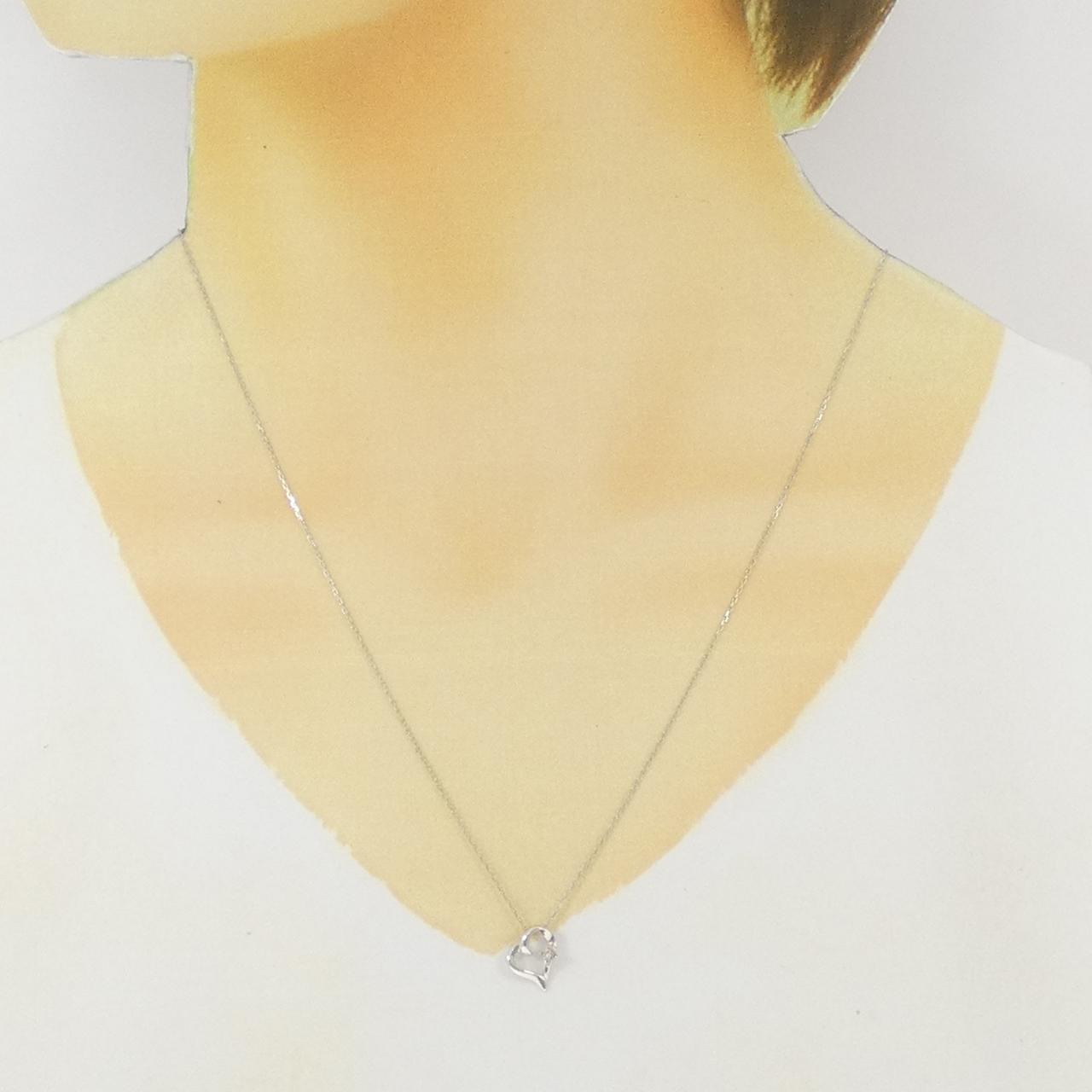 K10WG ハート ダイヤモンド ネックレス