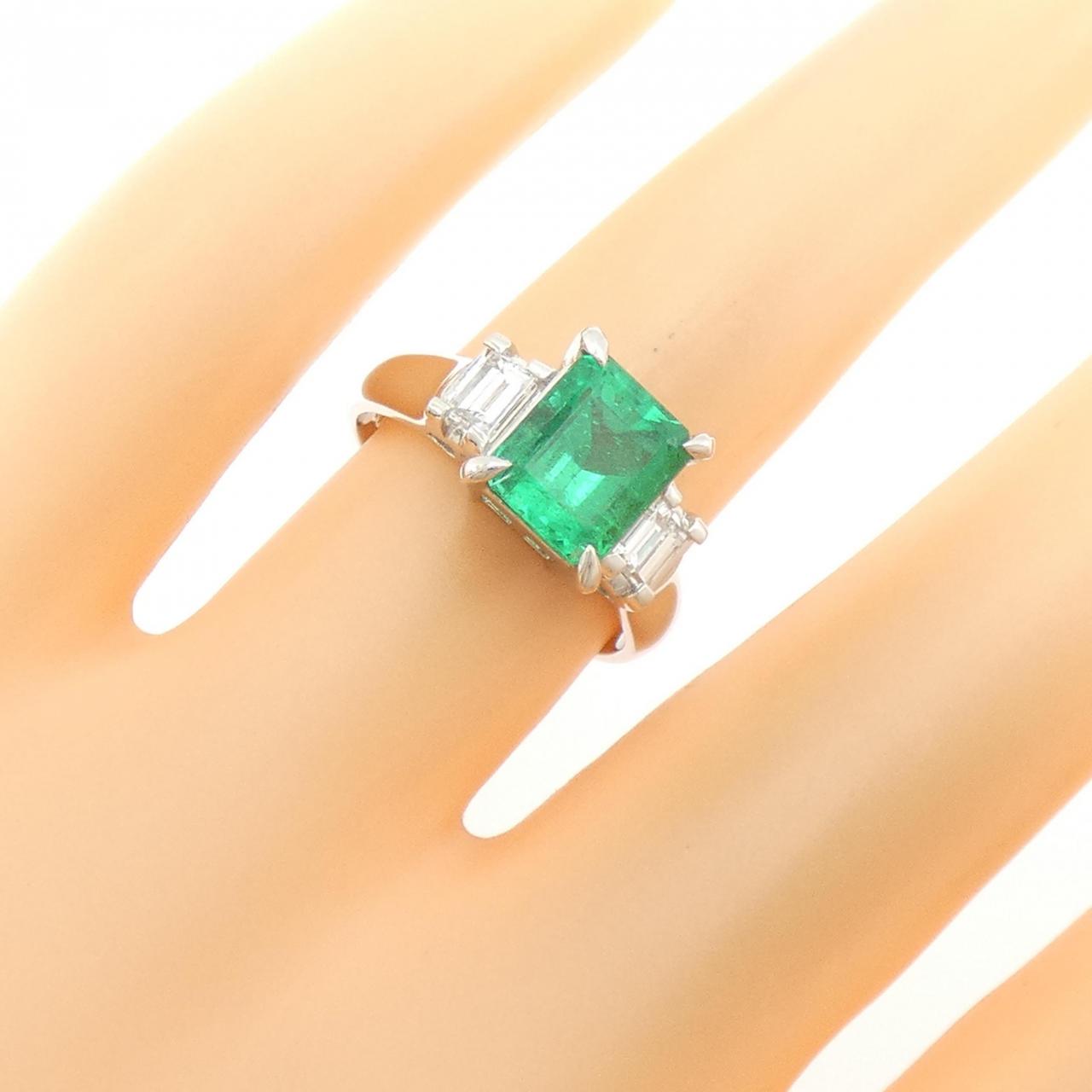 PT900 エメラルド ダイヤモンド リング