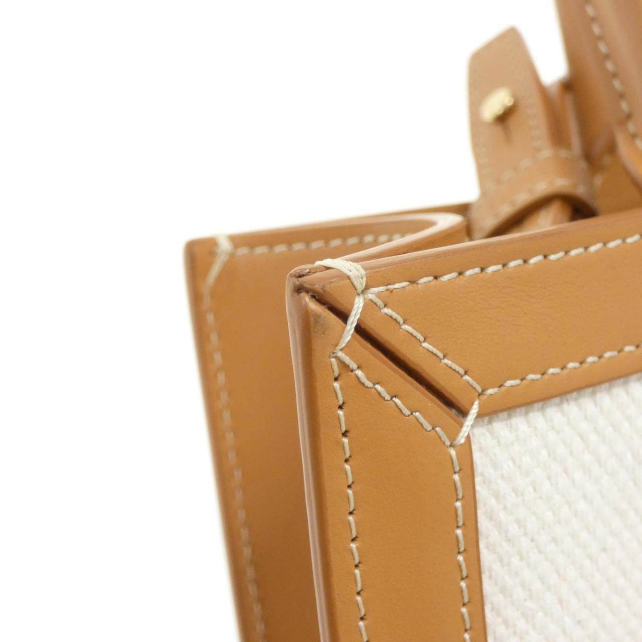 セリーヌ Small Vertical Celine Cabas コットンキャンバス カーフ トートバッグ