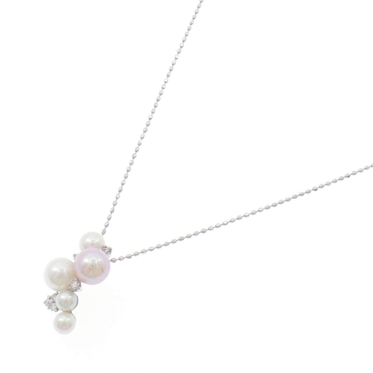 K18ホワイトゴールド アコヤパール ダイヤモンド ネックレス