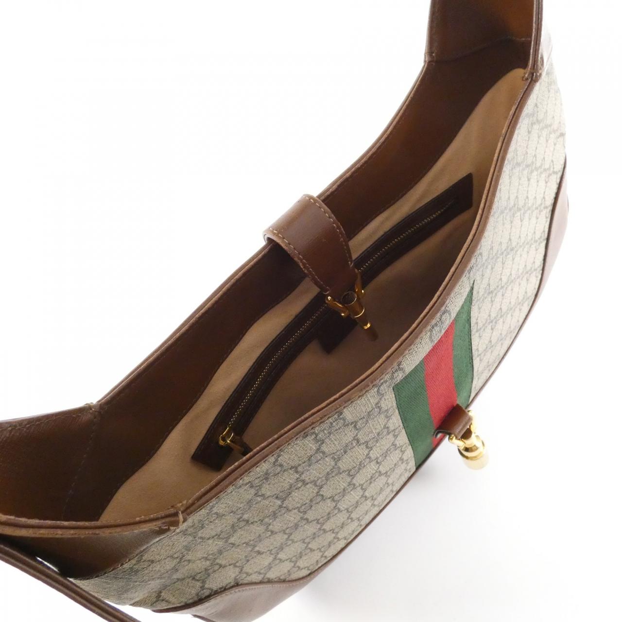 グッチ ジャッキー1961 GGスプリームキャンバス レザー ショルダーバッグ
