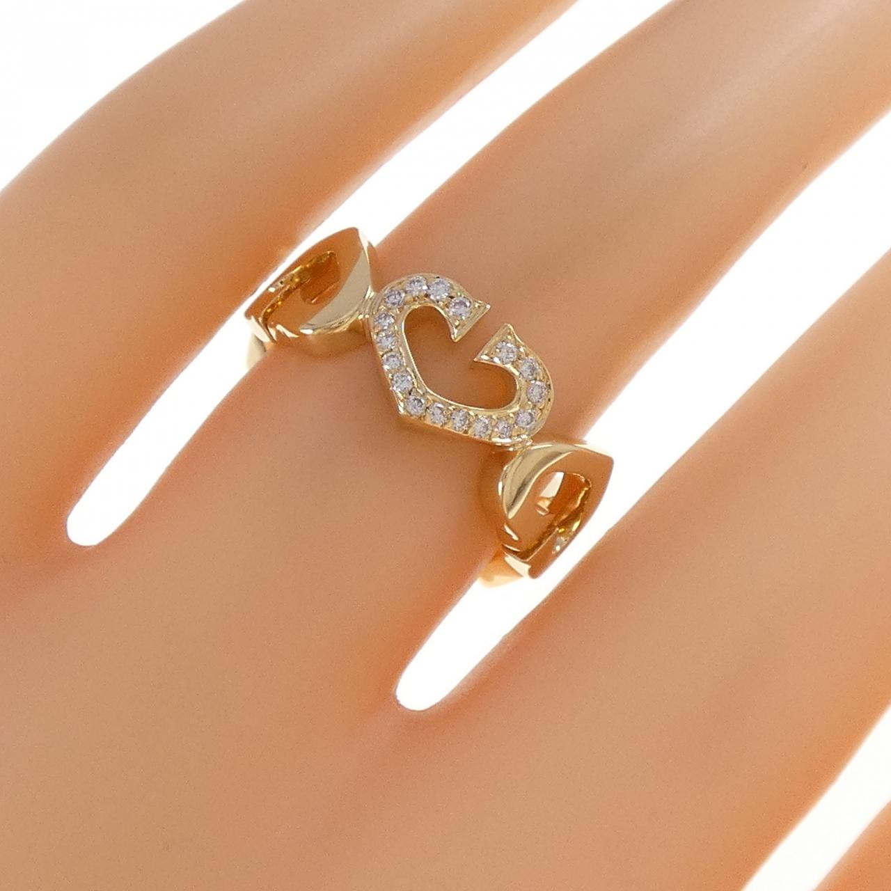 カルティエ C ハート Au750 ダイヤモンド リング サイズ 10