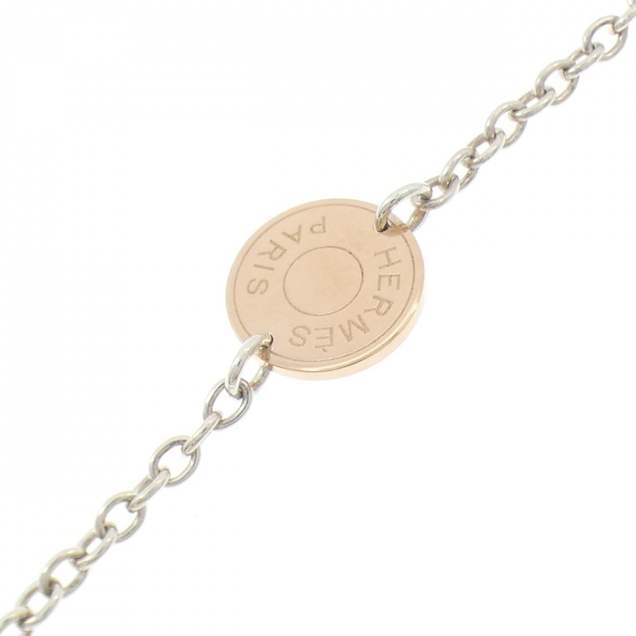 エルメス エクスリブリス 925シルバー 750ピンクゴールド ネックレス 136cm