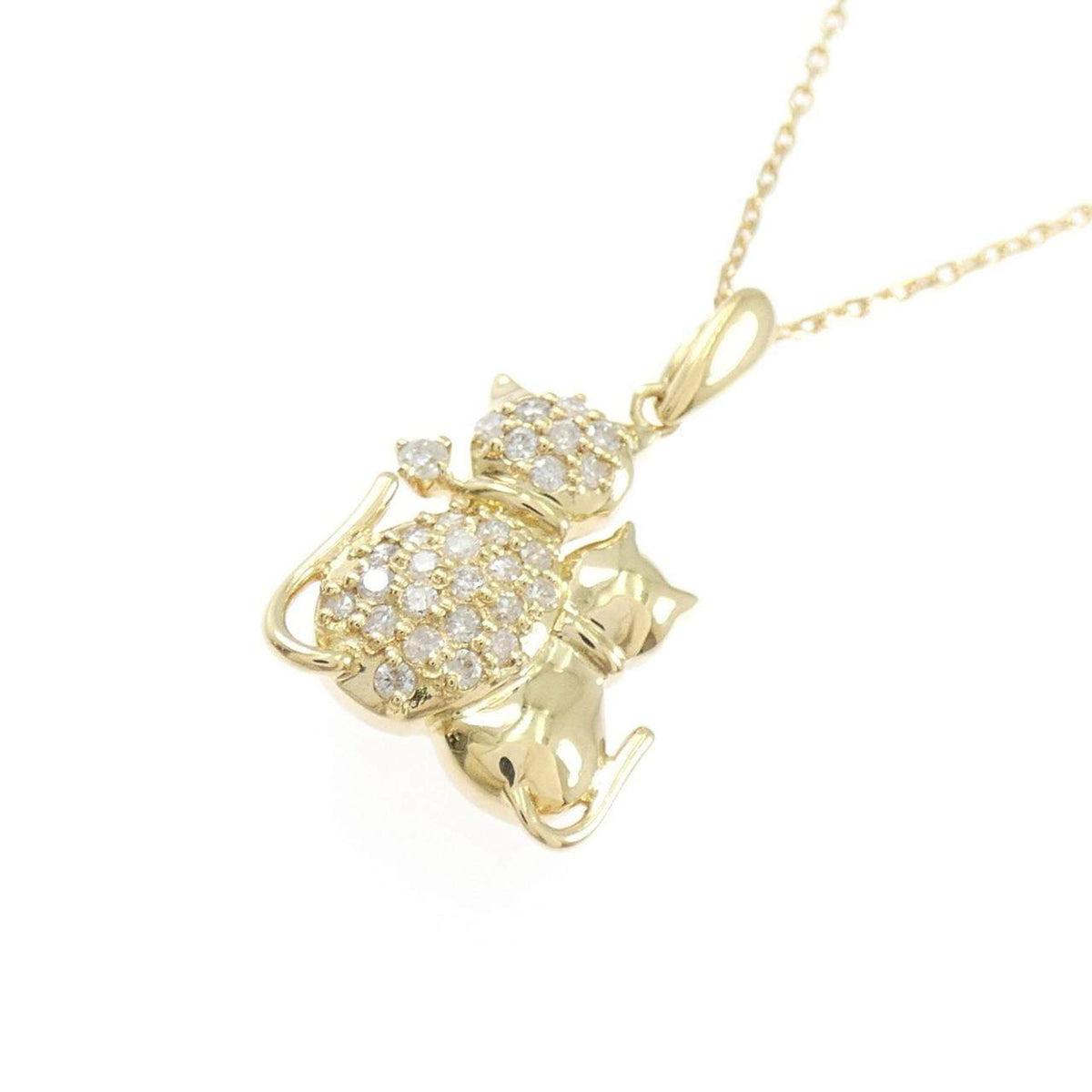 K18YG キャット ダイヤモンド ネックレス