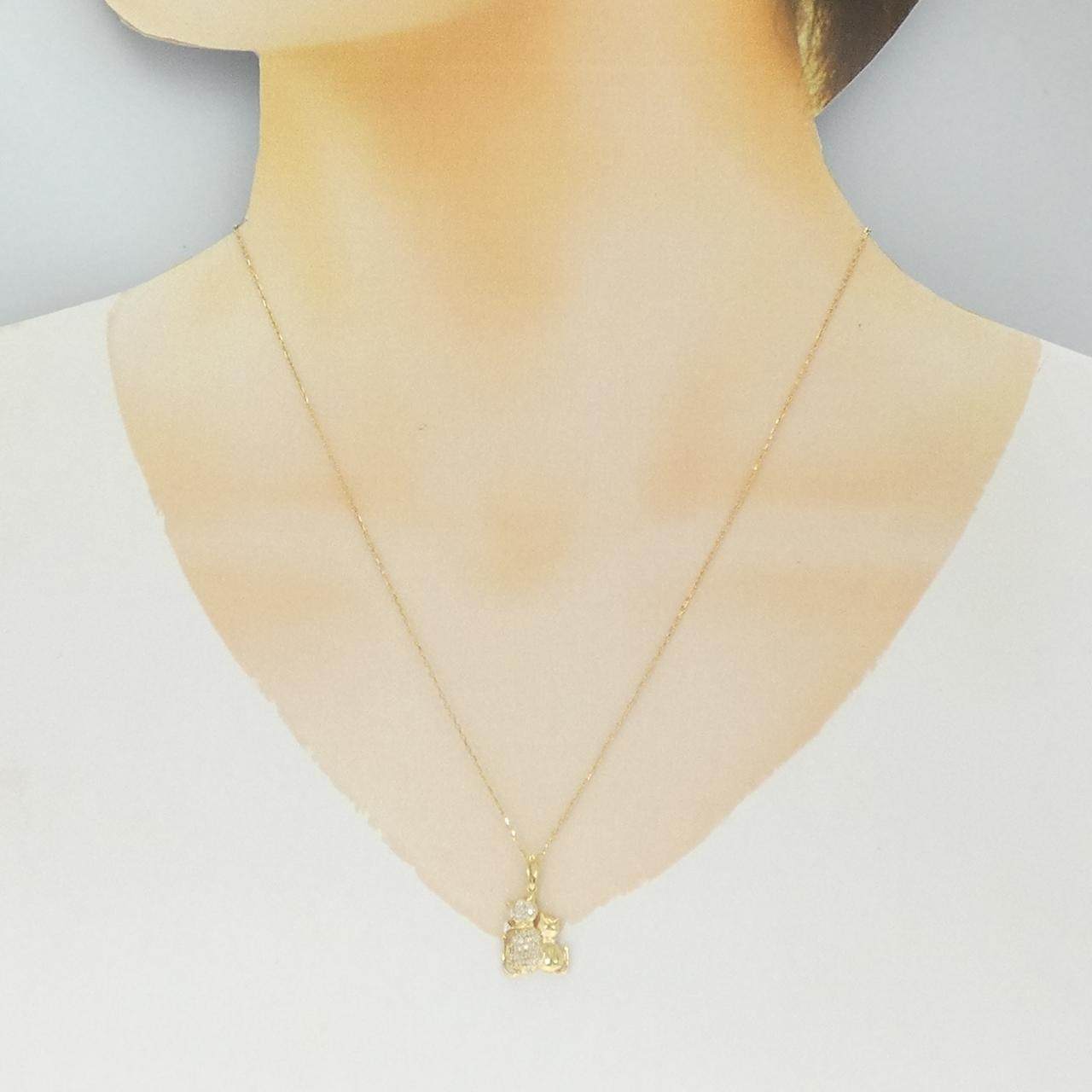 K18YG キャット ダイヤモンド ネックレス
