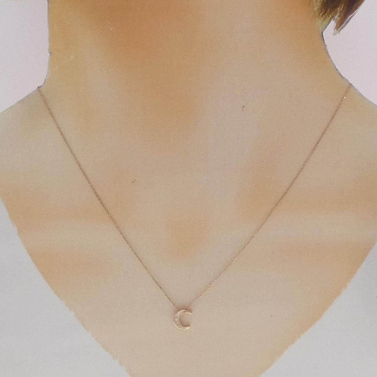 K10ピンクゴールドムーンダイヤモンドネックレス