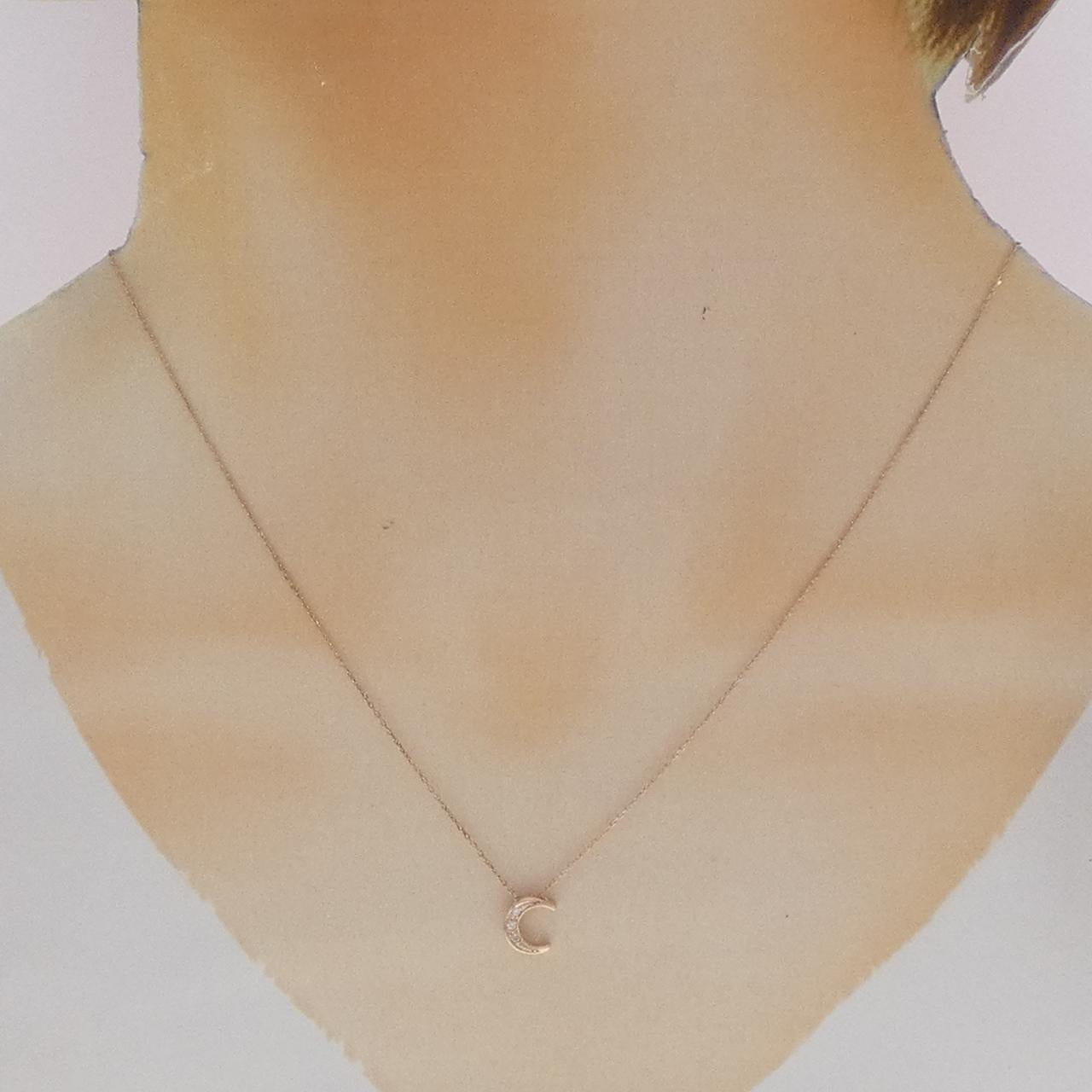 K10ピンクゴールドムーンダイヤモンドネックレス