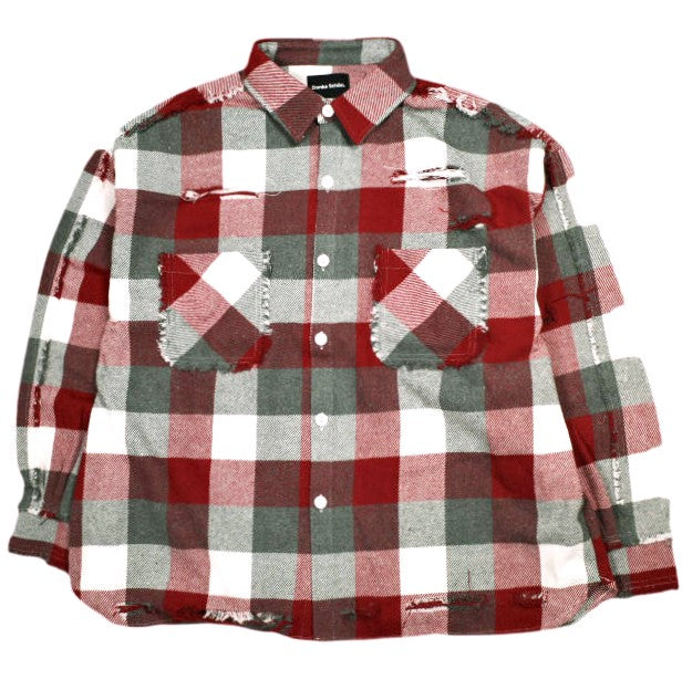 ダンケシェーン FLANNEL DAMAGE SHIRTS BLOCK 混紡 長袖シャツ