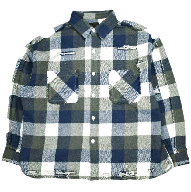 ダンケシェーン FLANNEL DAMAGE SHIRTS BLOCK ポリエステル コットン レーヨンシャツ