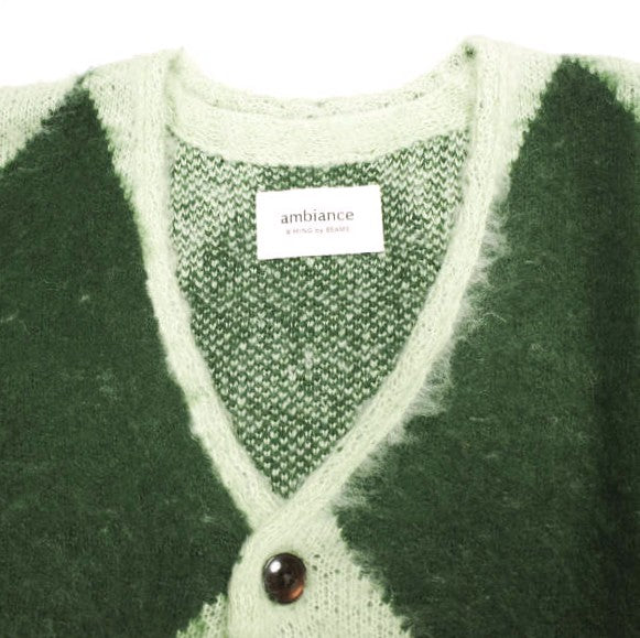 ビーミングバイビームス ambiance Shaggy Diamond Pattern Cardigan アクリル カーディガン
