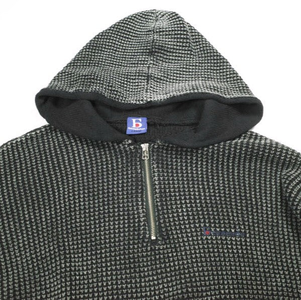ダンケシェーン PIGMENT STONEWASH DAMAGE AZE HALFZIP HOODIE コットンニットパーカー