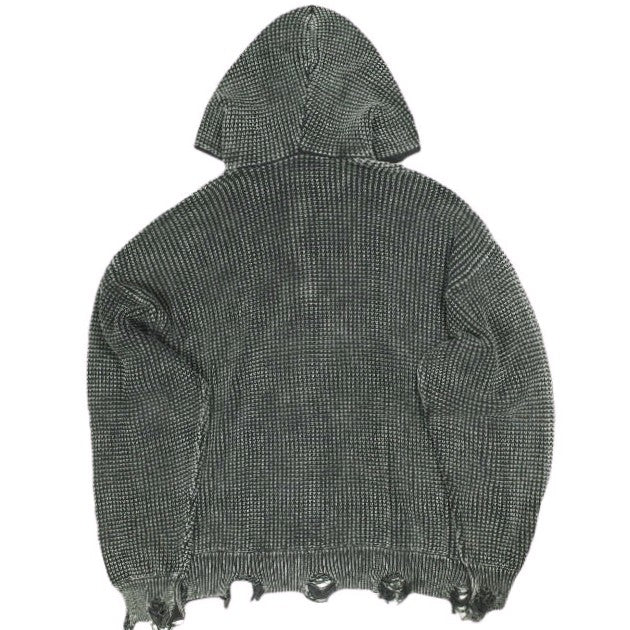 ダンケシェーン PIGMENT STONEWASH DAMAGE AZE HALFZIP HOODIE コットンニットパーカー