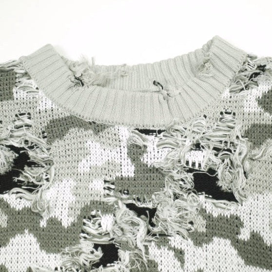 ダンケシェーン CAMO KNIT CREWNECK コットンアクリルニット