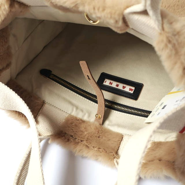 マルニ FAUX FUR BASKET SHOPPER フェイクファー ハンドバッグ