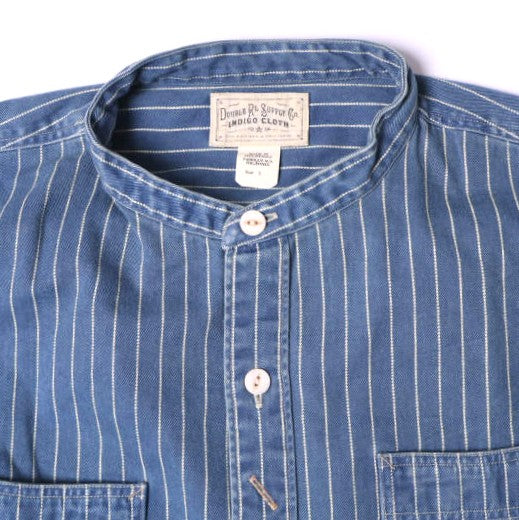 ダブルアールエル WABASH STRIPE BAND COLLAR WORK SHIRTS コットンシャツ