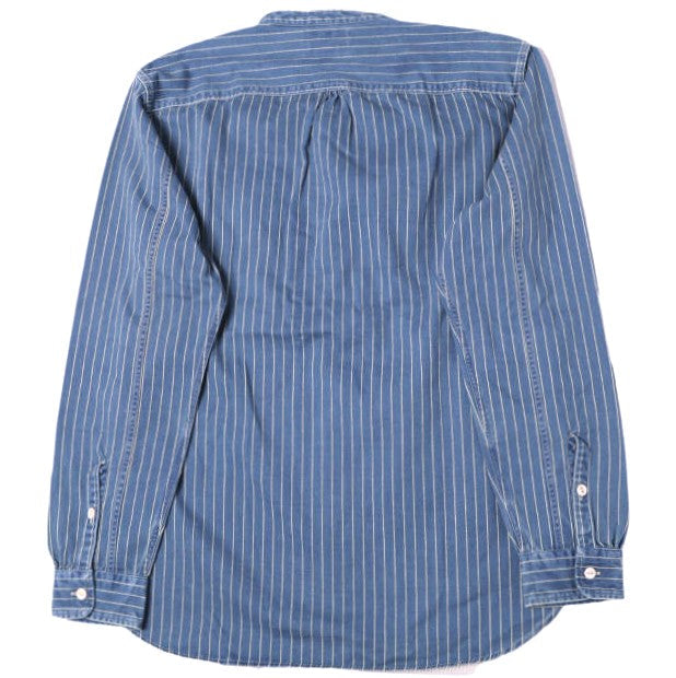 ダブルアールエル WABASH STRIPE BAND COLLAR WORK SHIRTS コットンシャツ