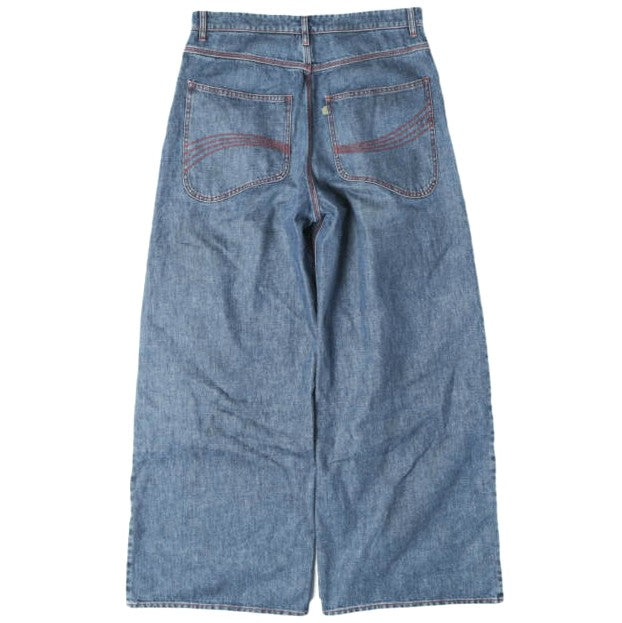 イーアールエル BAGGY INDIANA DISTRESSED JEANS コットンデニムパンツ
