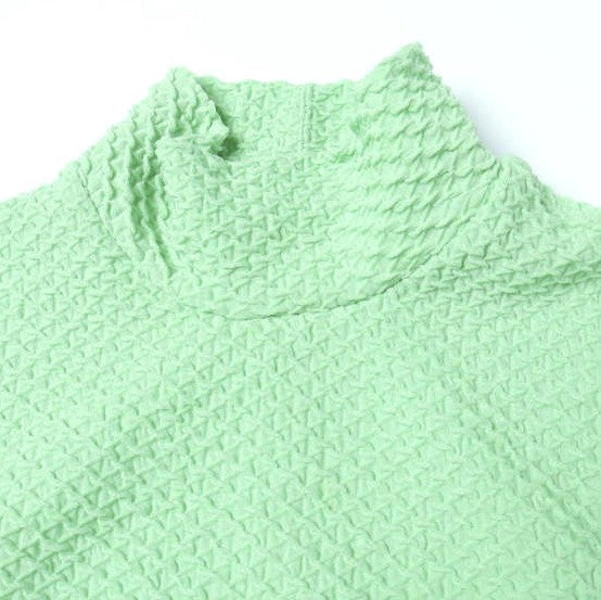 マメクロゴウチ Shirring Jersey Jacquard ハイネックトップス
