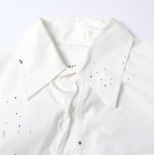 エムエム6メゾンマルジェラ CAMICIE A MANICHE PAINT RESIDUE SHIRT コットンシャツ