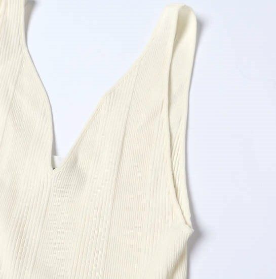 ハクジ Random Rib Tanktop コットンシルクタンクトップ
