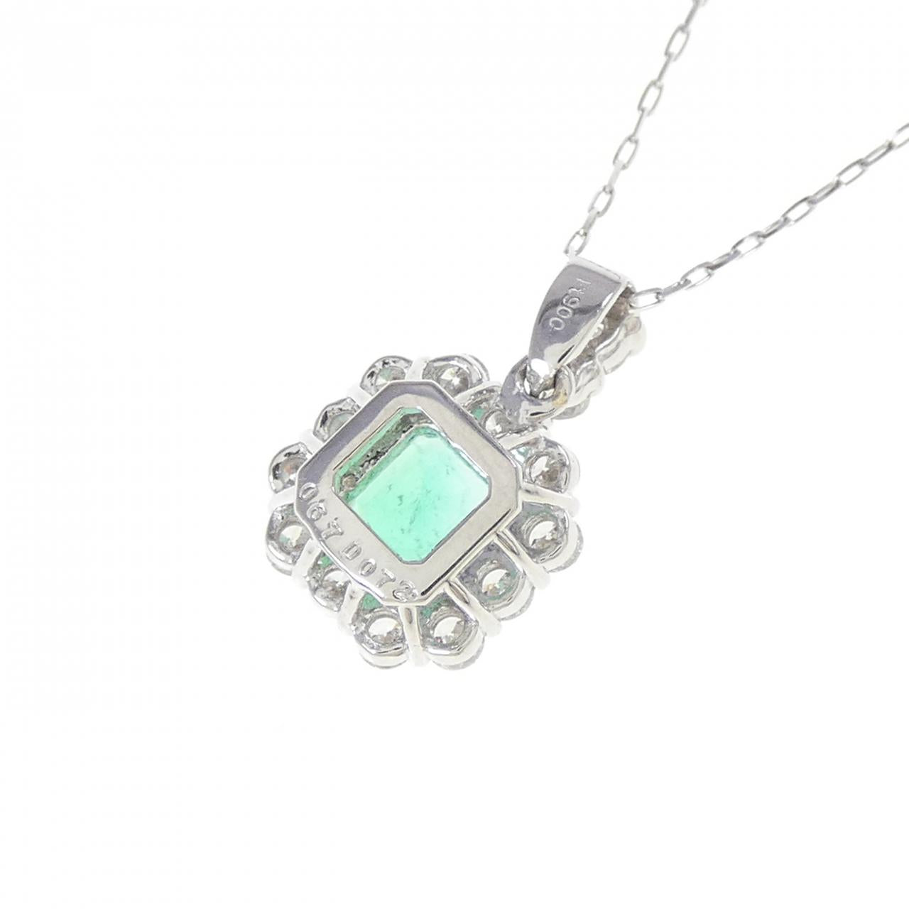 Pt900エメラルドダイヤモンドネックレス