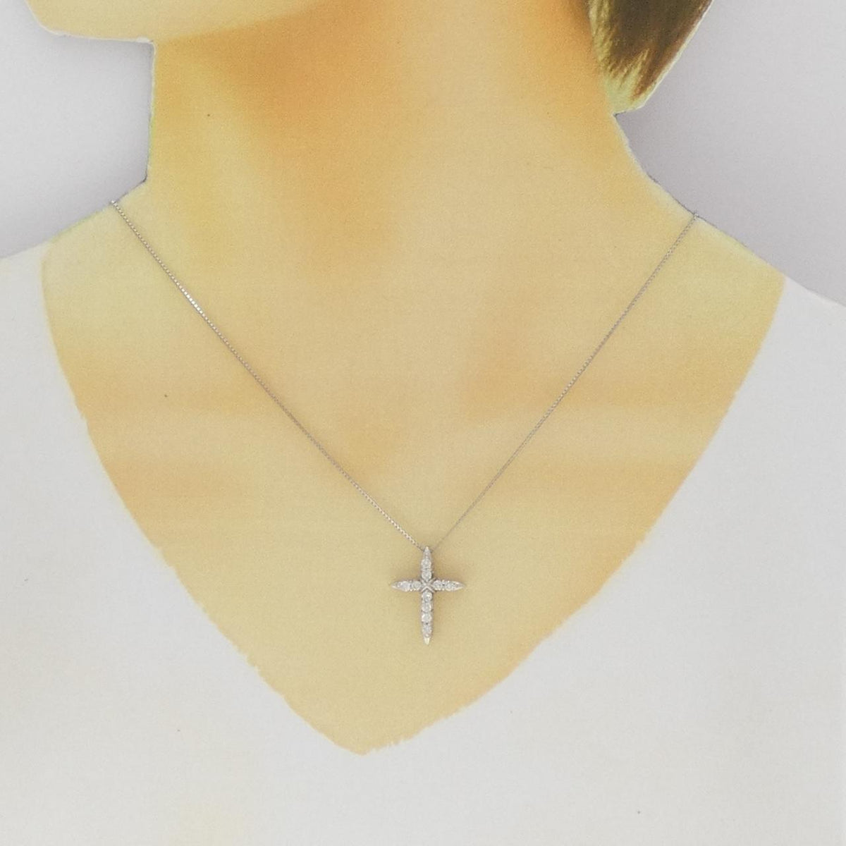 Pt850 ダイヤモンド クロス ネックレス