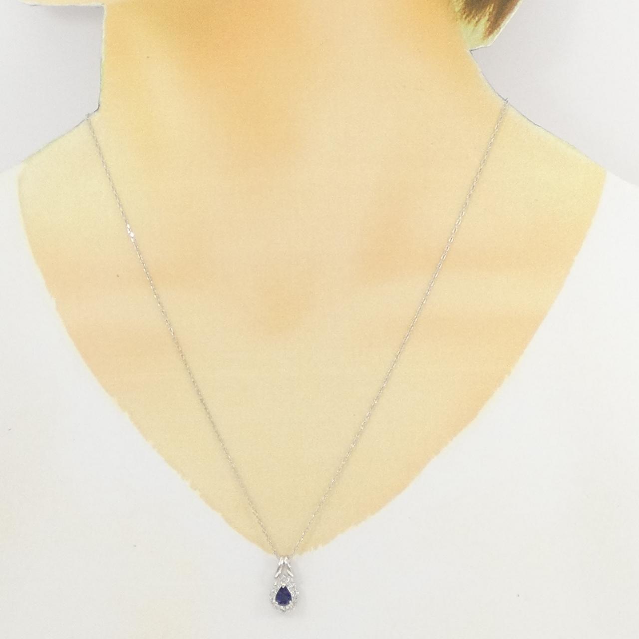 Pt900 Pt850 サファイア ダイヤモンドネックレス