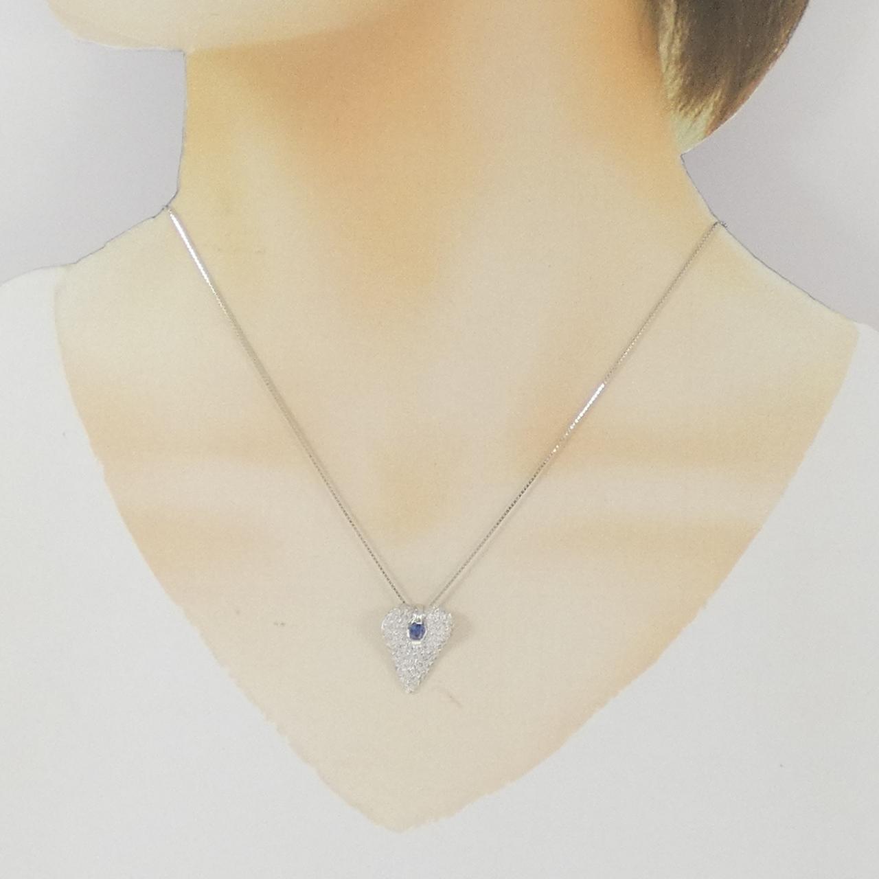 K18WG サファイア ダイヤモンド ネックレス