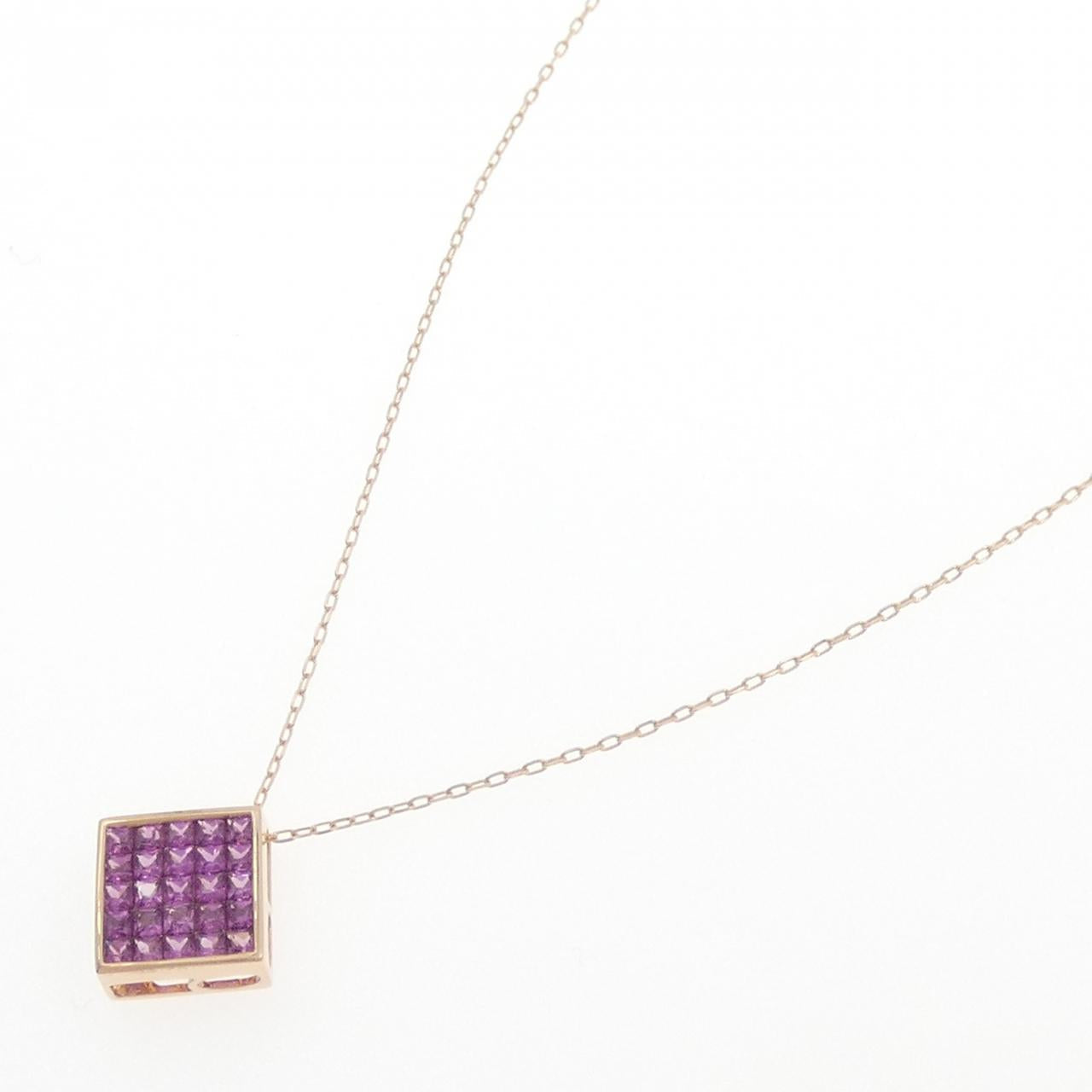 Au750 ピンク ゴールド ガーネット ネックレス