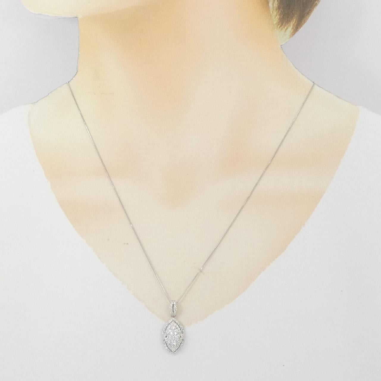 Au750 ホワイト ゴールド ダイヤモンド ネックレス