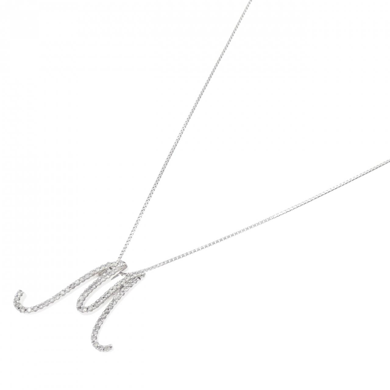 K18WG ダイヤモンド イニシャルM ネックレス