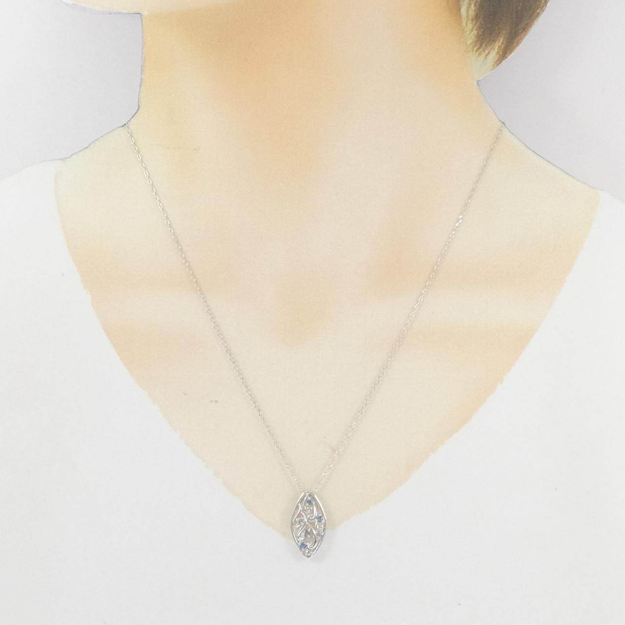 Au750ホワイトゴールド アクアマリン ダイヤモンド ネックレス