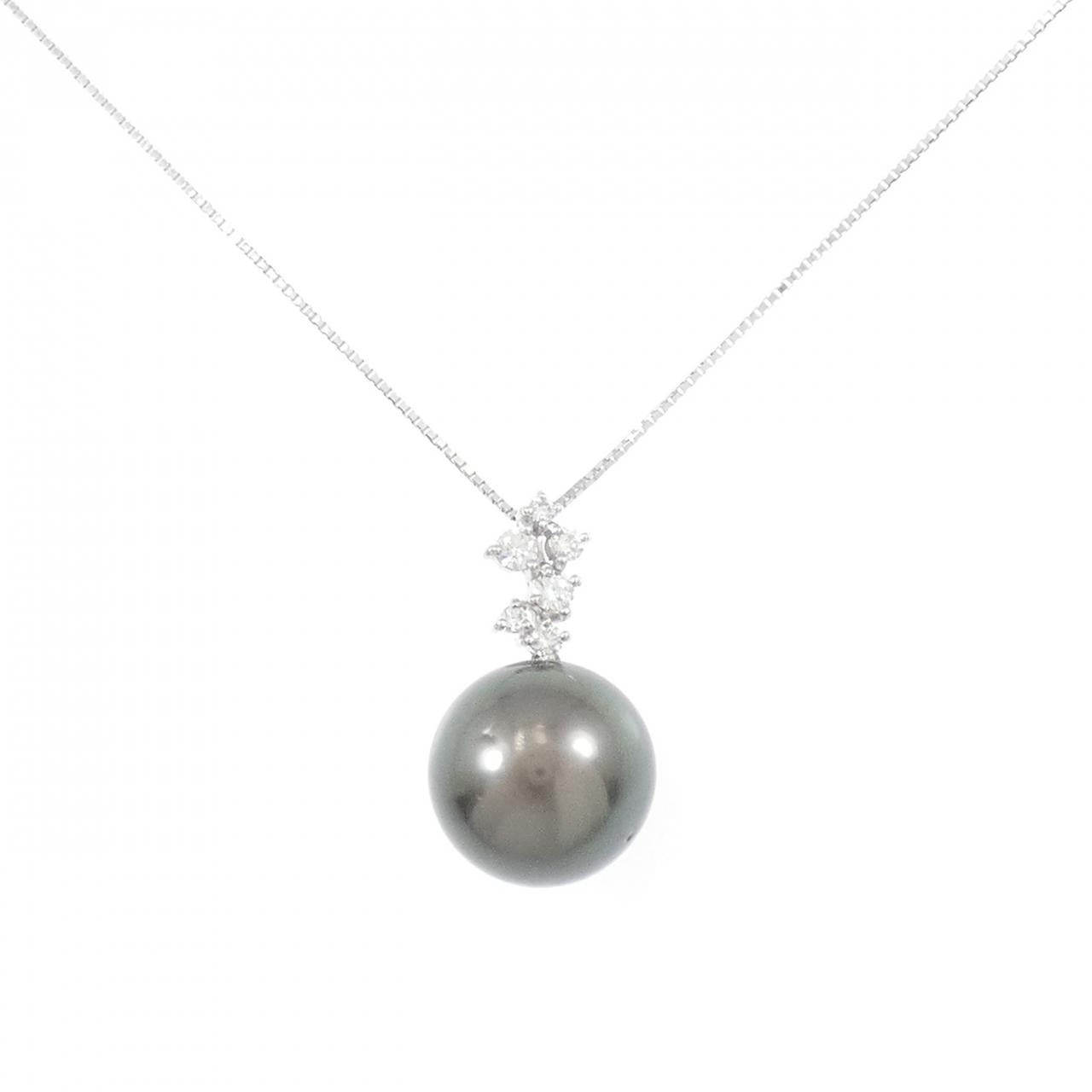 Au750黒蝶パールダイヤモンドネックレス