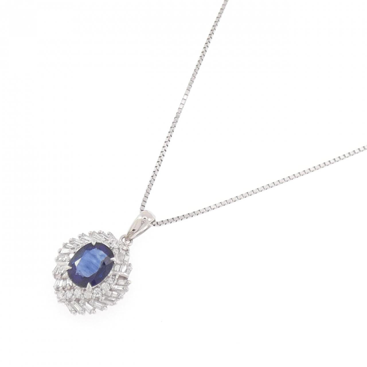 プラチナ PT900 PT850 サファイヤ ダイヤモンド ネックレス