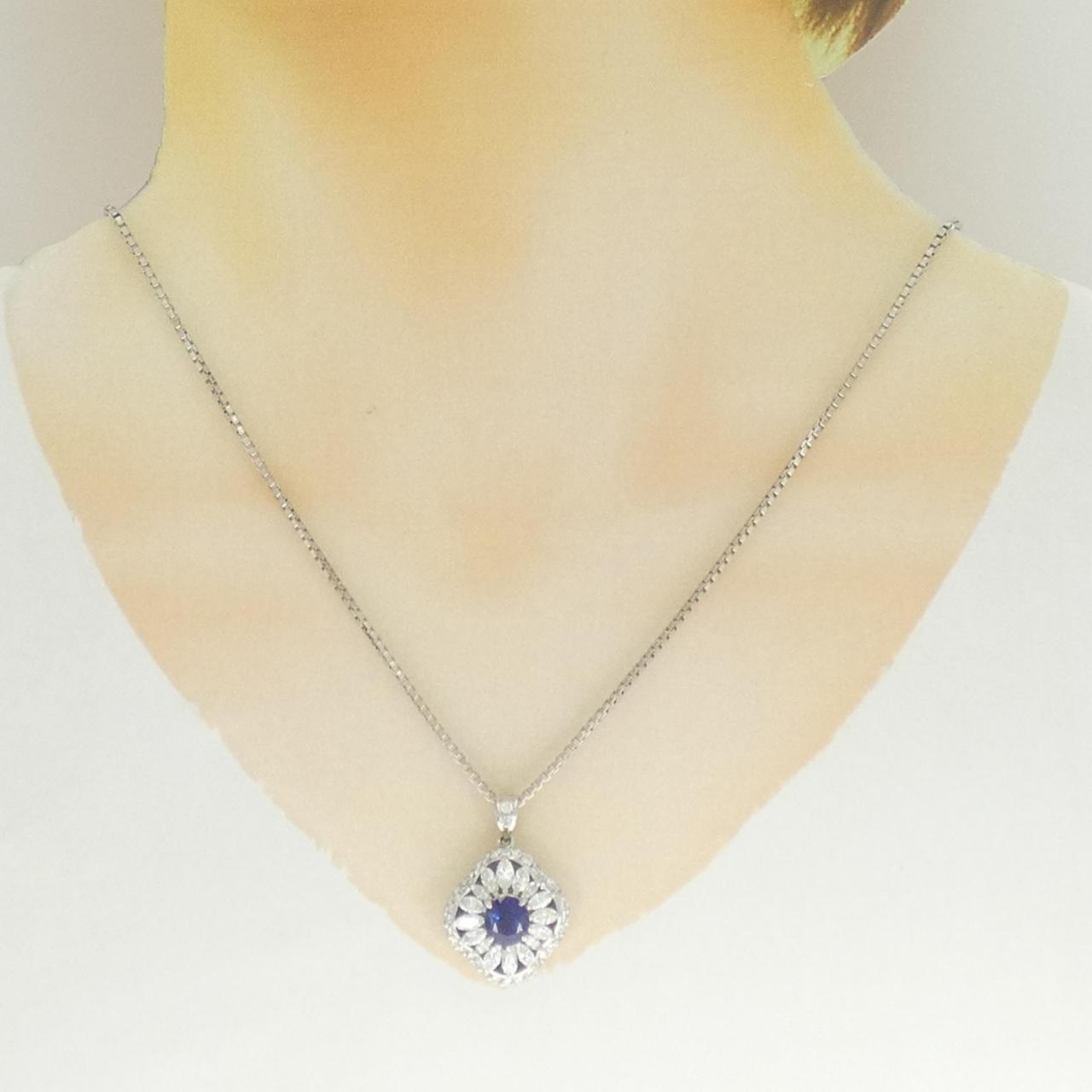 Pt850サファイアダイヤモンドネックレス