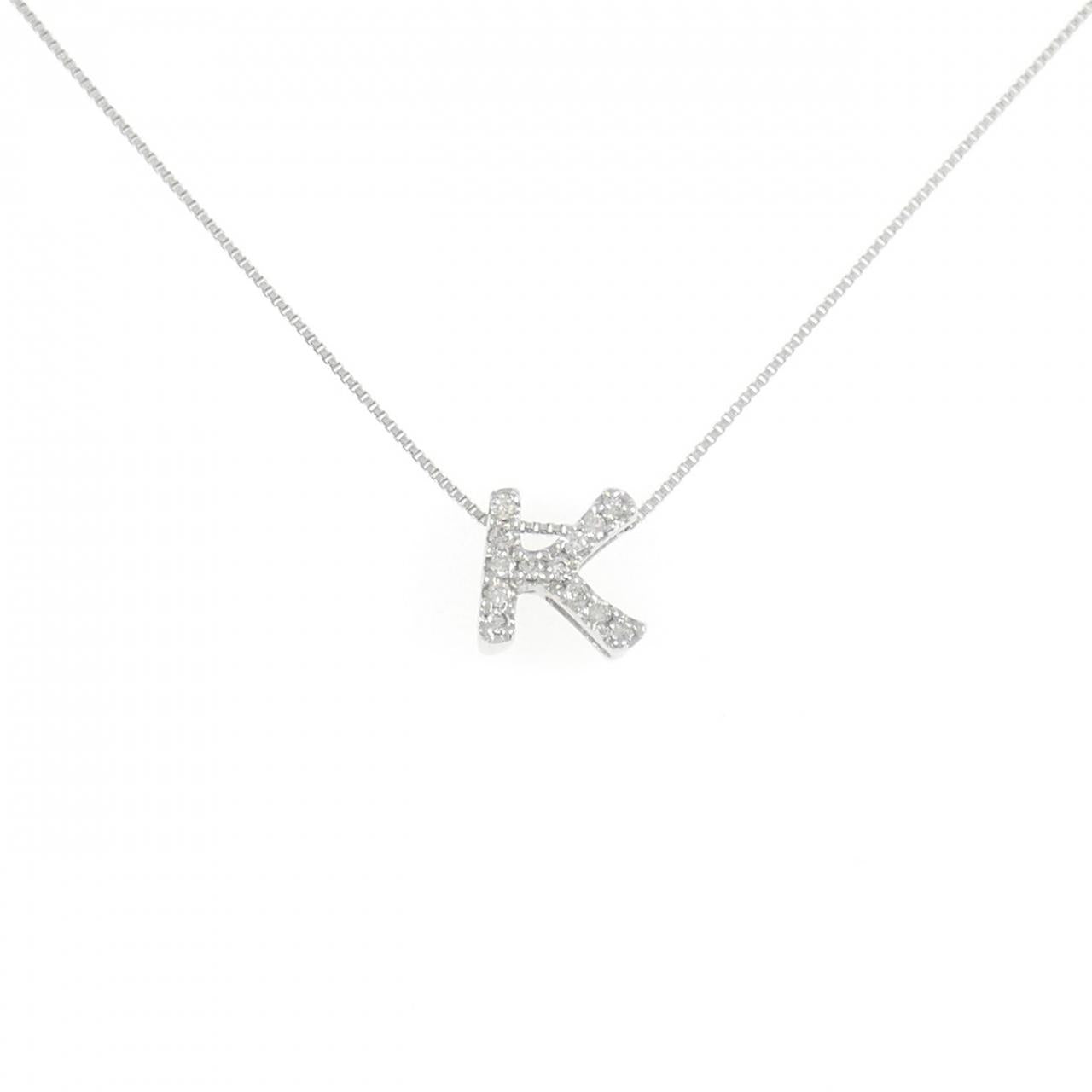 K18WG イニシャルK ダイヤモンド ネックレス