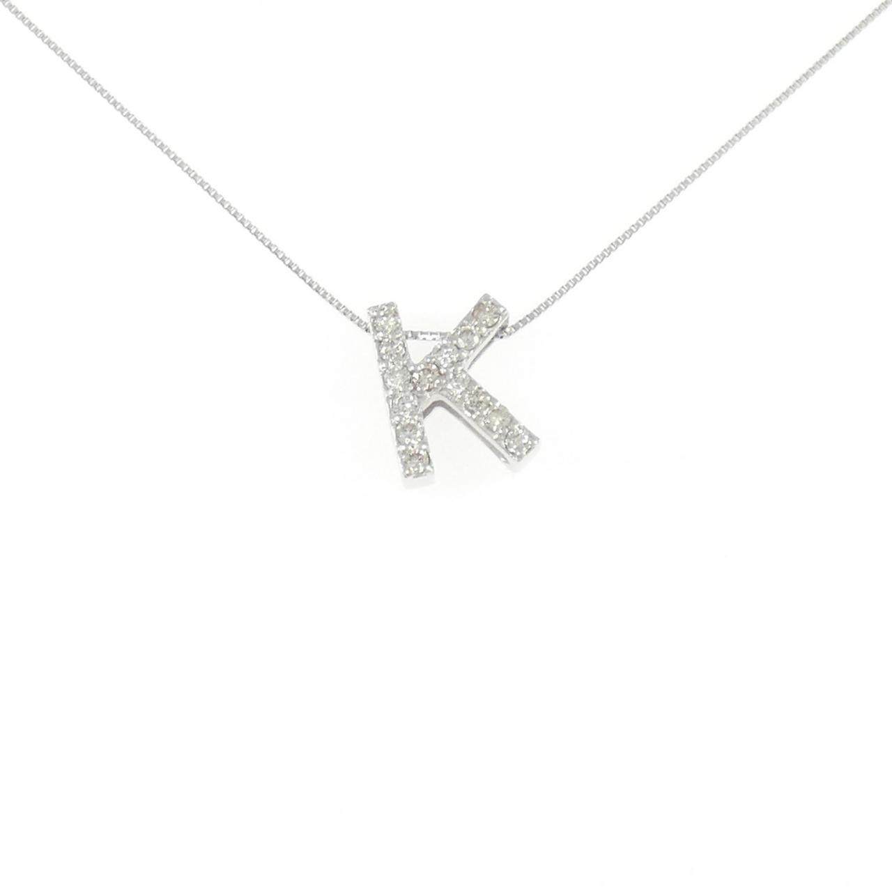 K18WG ダイヤモンド イニシャルK ネックレス